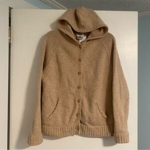 NWT Talbots 100% Lambswool Cardigan Sweater Button Up Tan/Beige Winter Cot Core